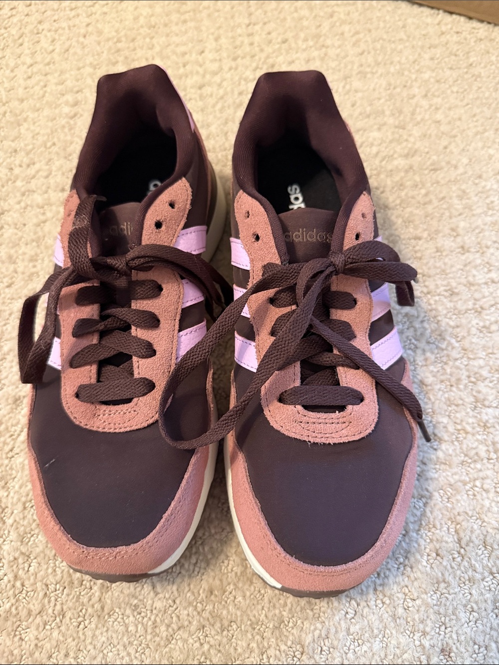 adidas Women’s Retro Runner Sneakers in Brown and Pink, Sz 6